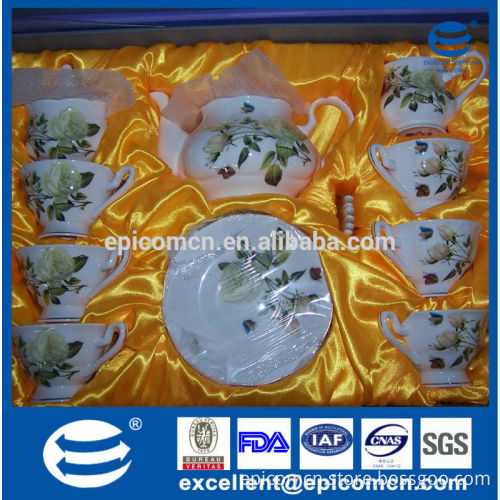 hot sale flower painting porcelain tea pot, coffee pot, water pot, 17pcs tea set